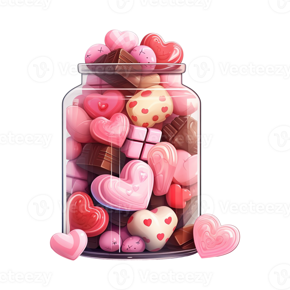 AI generated Jar Filled with Pink and Brown Candies. AI Generated Image png