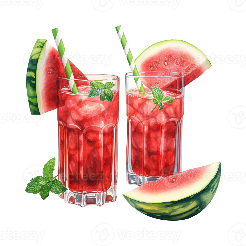 AI generated Glass of Watermelon with Lime and Mint. AI Generated Image png