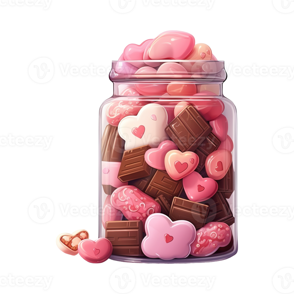 AI generated Jar Filled with Pink and Brown Candies. AI Generated Image png