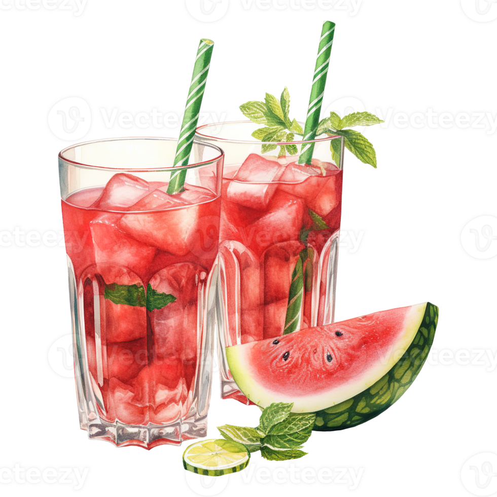 AI generated Glass of Watermelon with Lime and Mint. AI Generated Image png