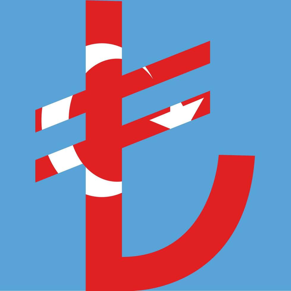 Turkish Lira Currency in shape of country flag vector