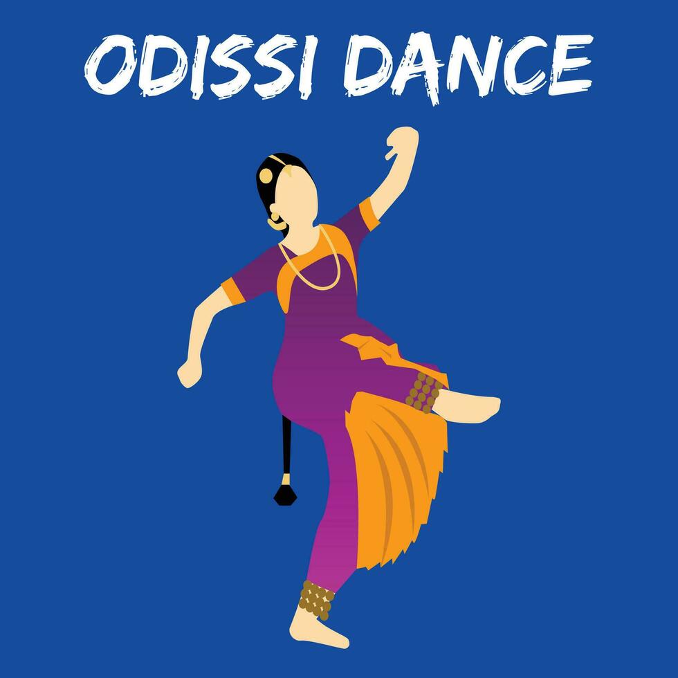 Vector Illustration of Odissi Classical Indian Dance