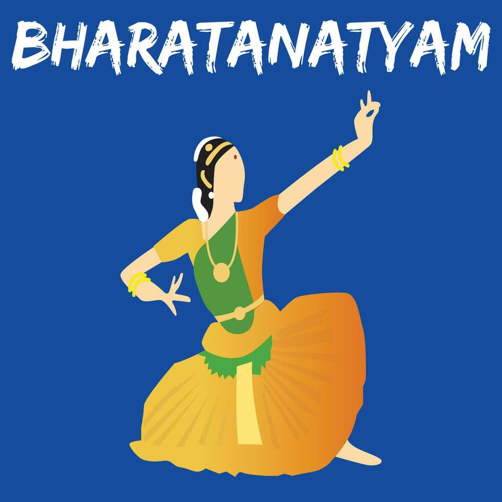 Vector Illustration of Bharatanatyam Classical Indian Dance