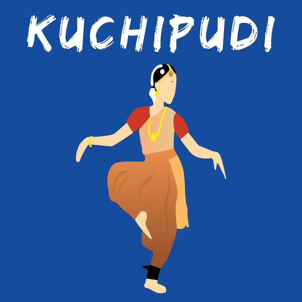 Vector Illustration of Kuchipudi Classical Indian Dance