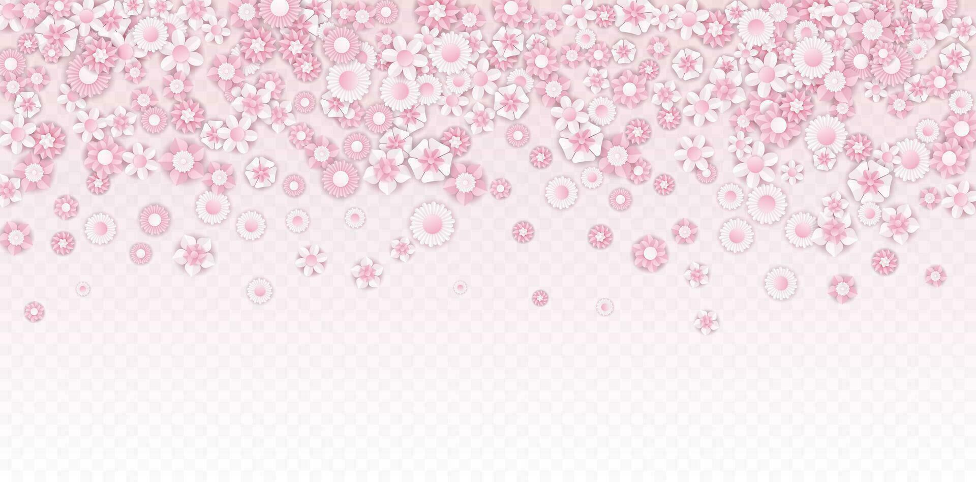 Background of falling flowers. Vector illustration.