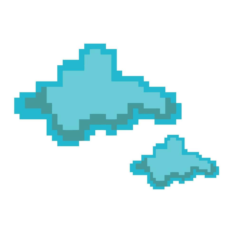 Pixel art game icons. Blue clouds vector