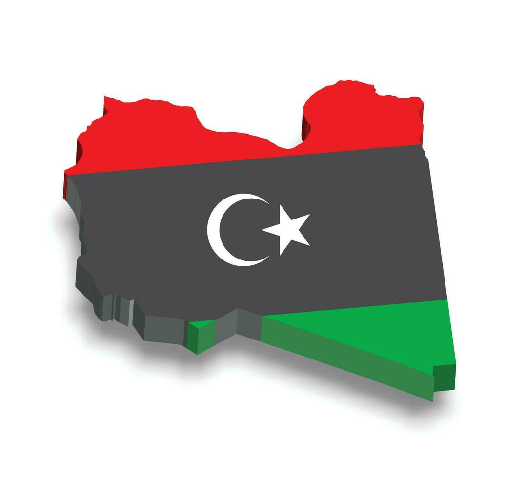 Libya 3d map with flag vector