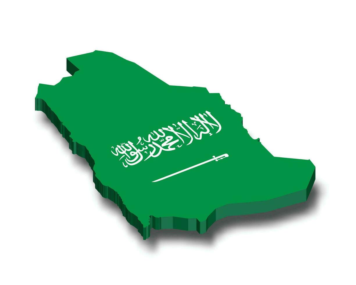 Saudi Arabia 3d vector flag map