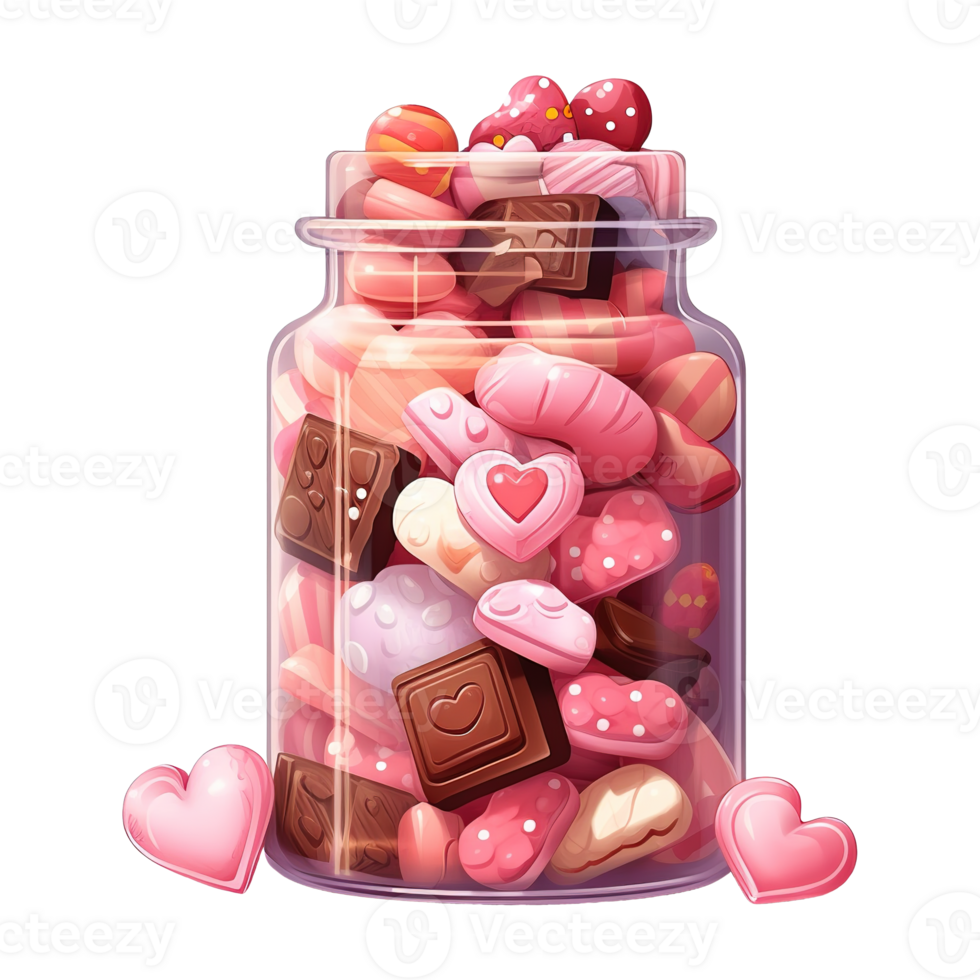 AI generated Jar Filled with Pink and Brown Candies. AI Generated Image png