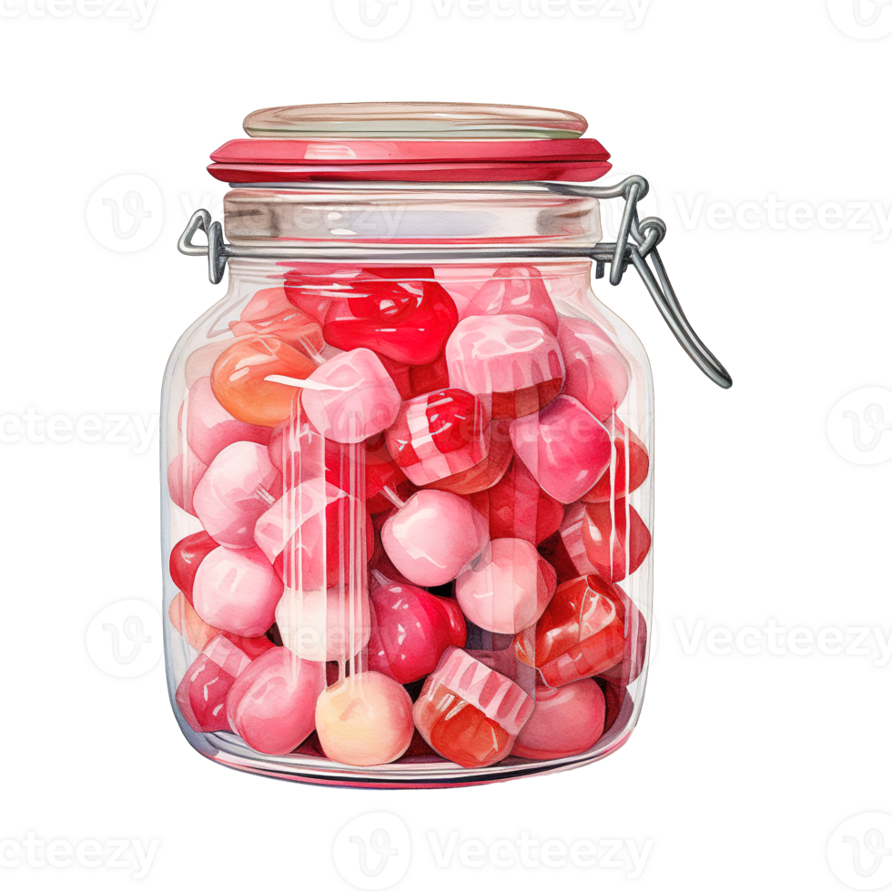 AI generated Jar Filled with Pink Candies. AI Generated Image png