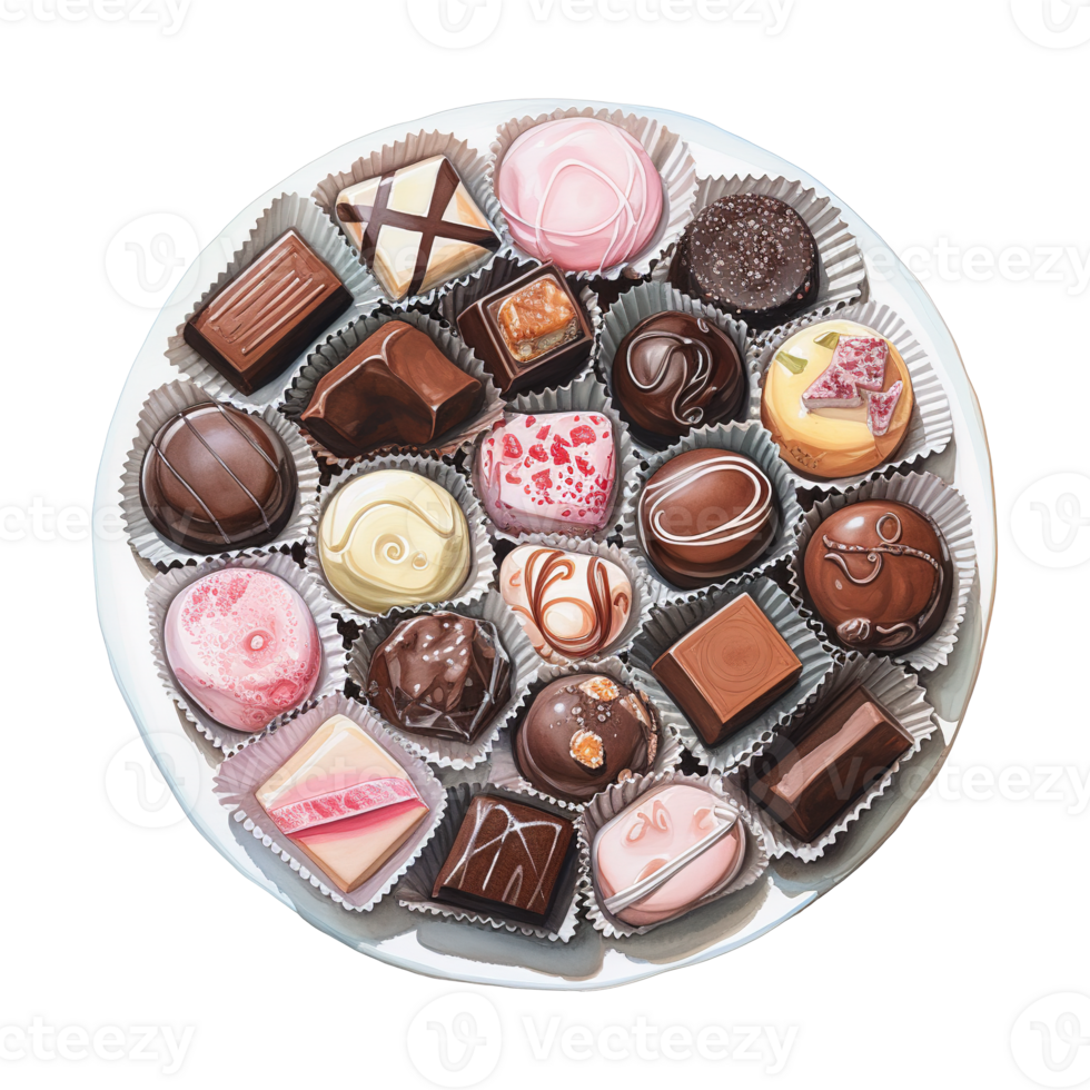 AI generated Chocolates on a Plate. AI Generated Image png