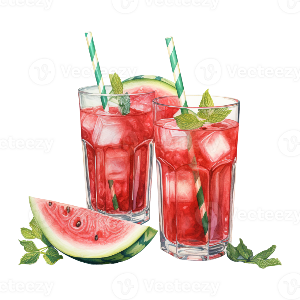 AI generated Glass of Watermelon with Lime and Mint. AI Generated Image png