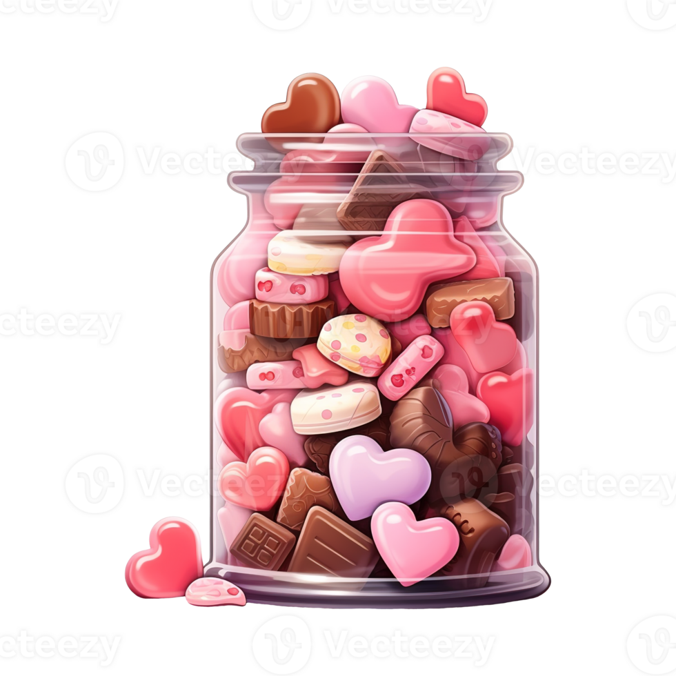AI generated Jar Filled with Pink and Brown Candies. AI Generated Image png