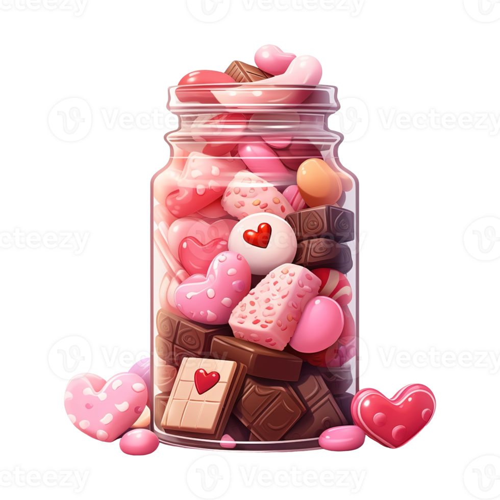 AI generated Jar Filled with Pink and Brown Candies. AI Generated Image png