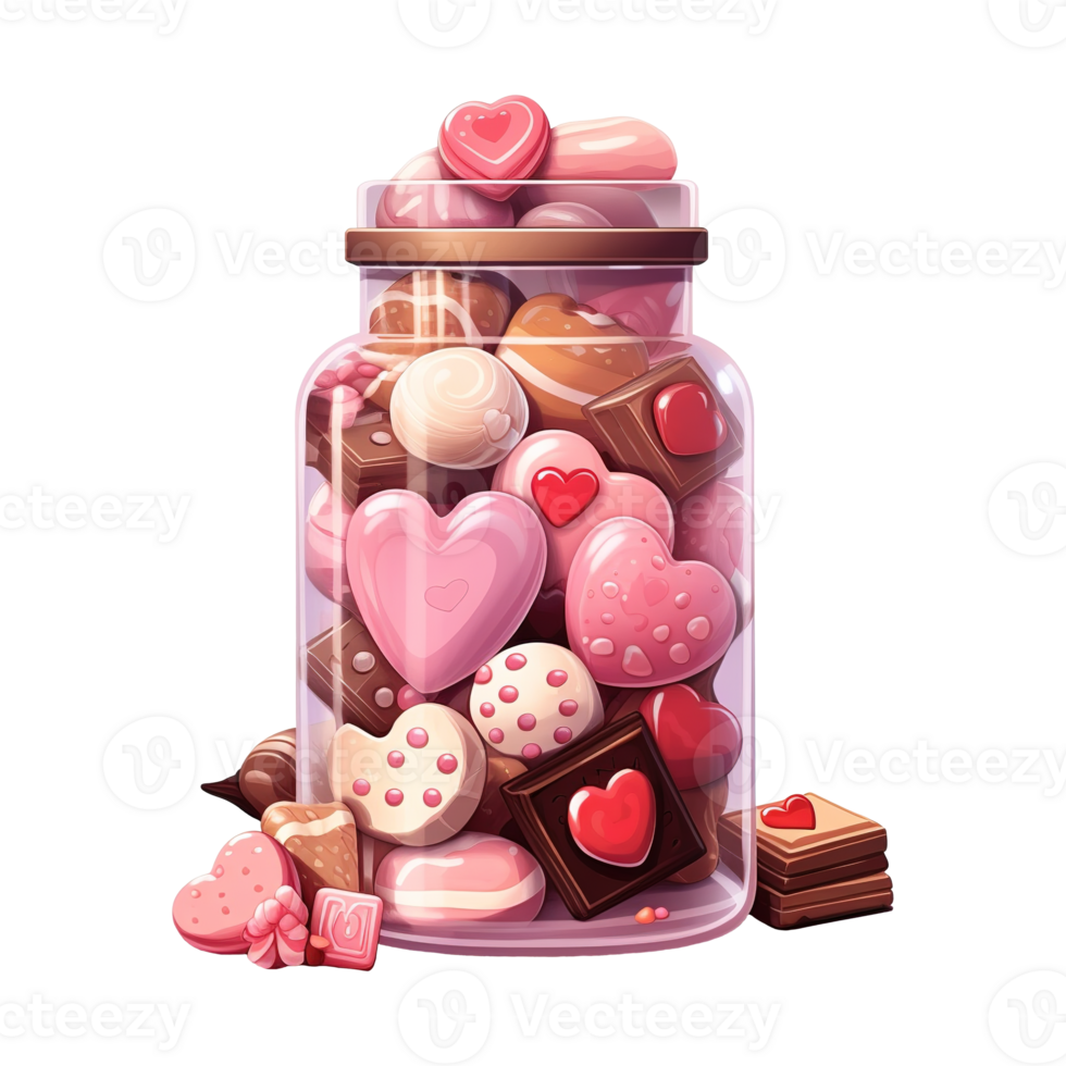 AI generated Jar Filled with Pink and Brown Candies. AI Generated Image png