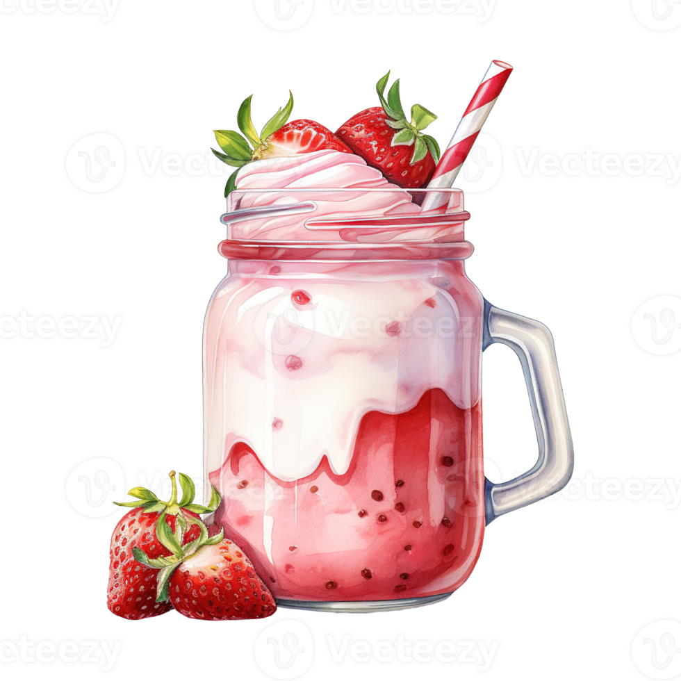 AI generated Strawberry Milkshake with Whipped Cream. AI Generated Image png