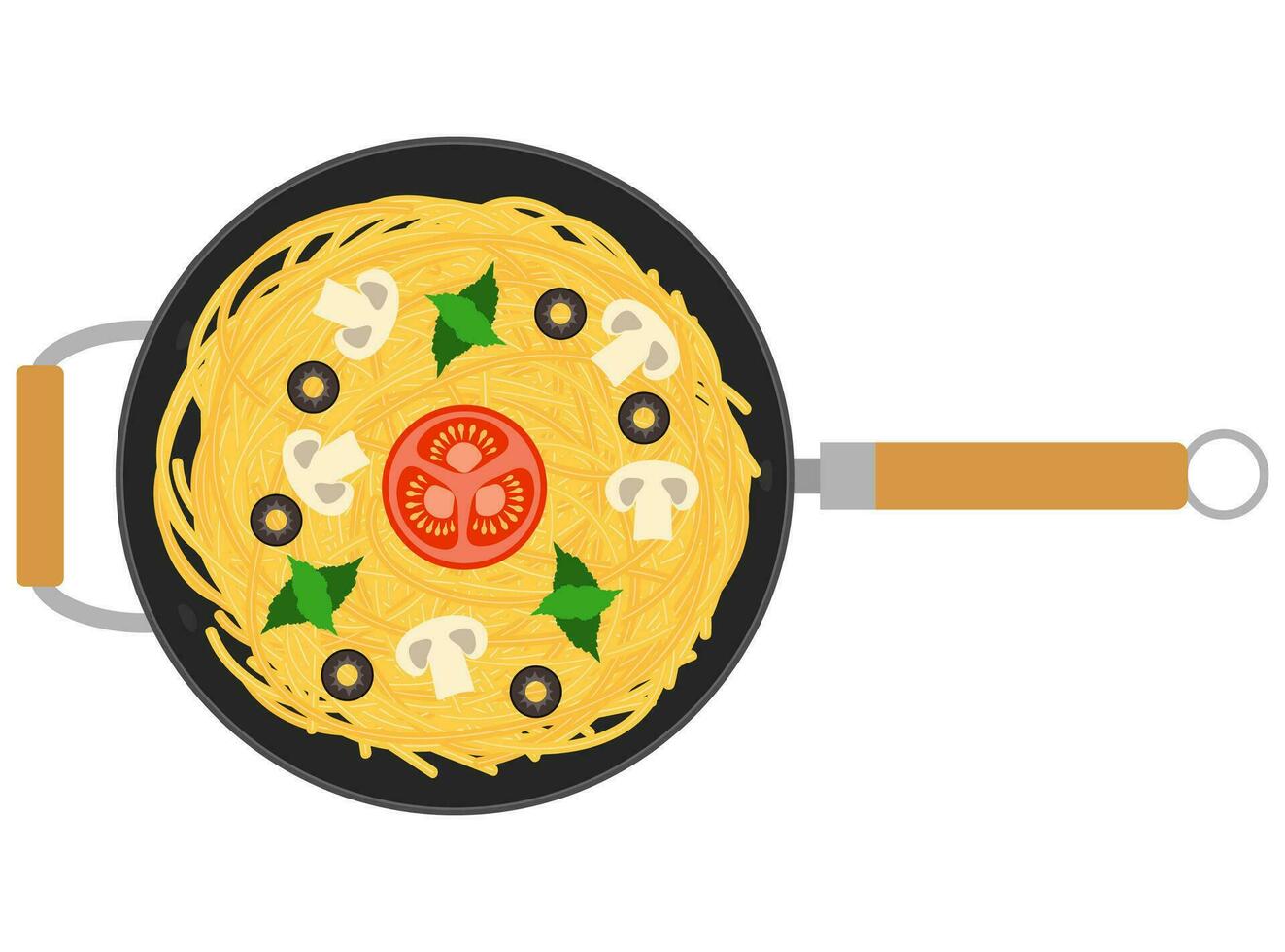 cooked macaroni pasta spaghetti with vegetables stock vector illustration isolated on white background