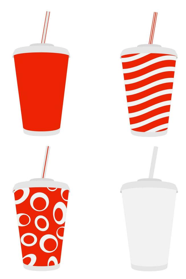 vaso de papel para la ilustración de vector de stock de soda aislado sobre fondo blanco