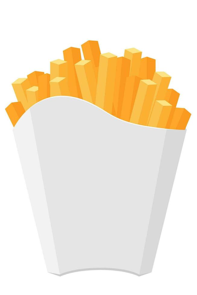 papas fritas en caja de cartón stock vector ilustración aislada sobre fondo blanco