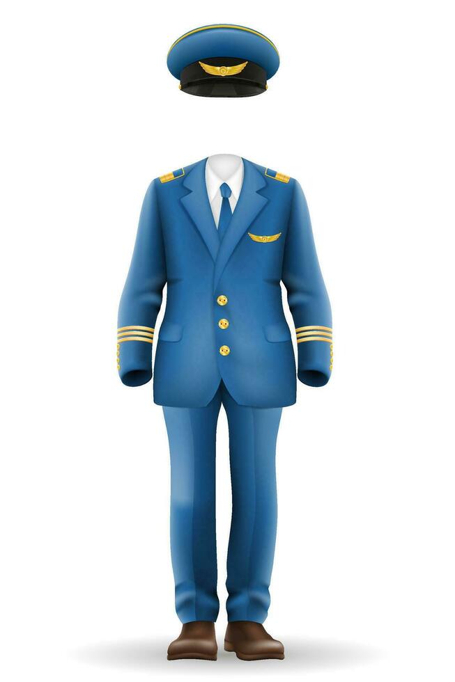 pilot uniform suit work clothes vector illustration isolated on white background