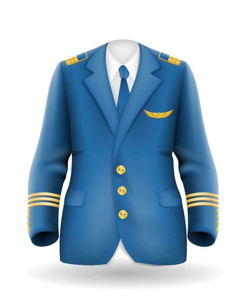 piloto uniforme traje trabajo ropa vector ilustración aislado en blanco antecedentes