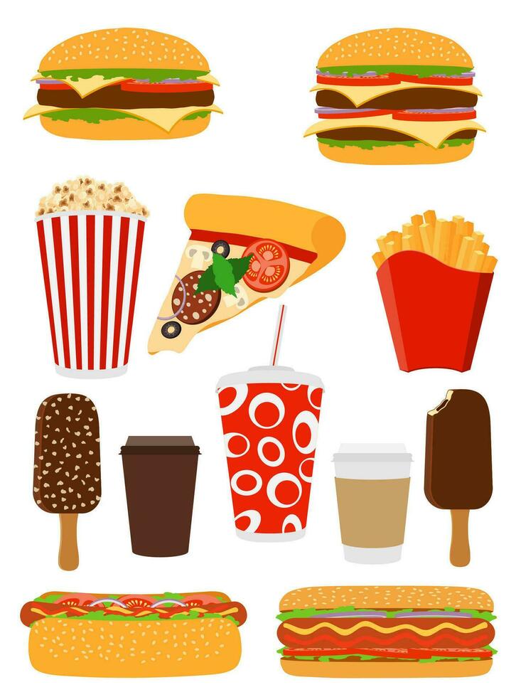 fast food icons vector illustration isolated on white background