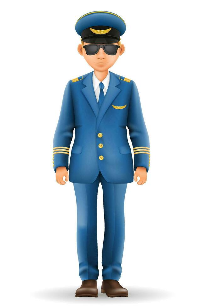 pilot uniform suit work clothes vector illustration isolated on white background