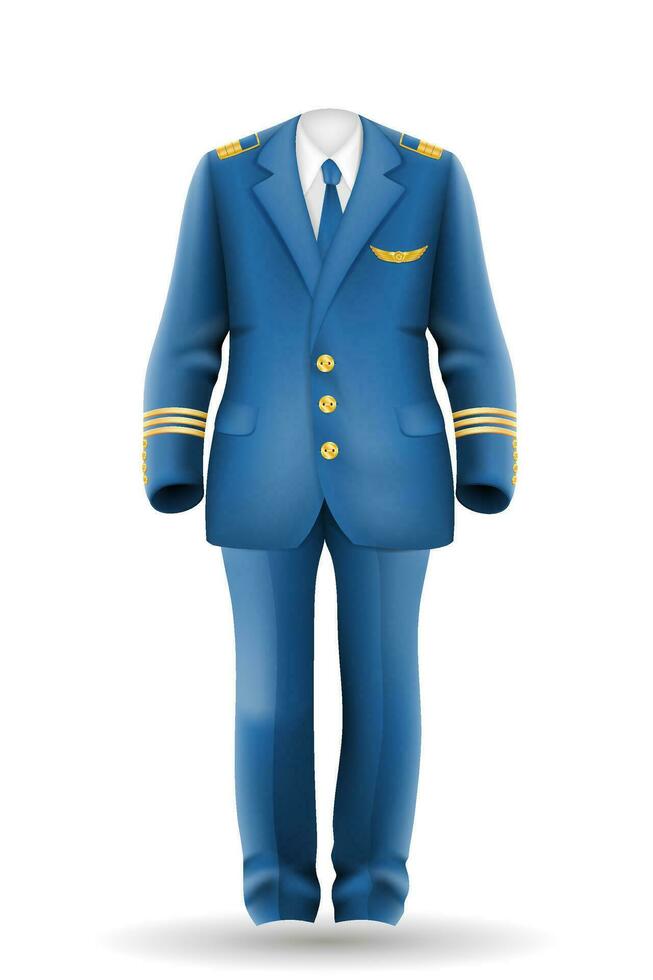 piloto uniforme traje trabajo ropa vector ilustración aislado en blanco antecedentes