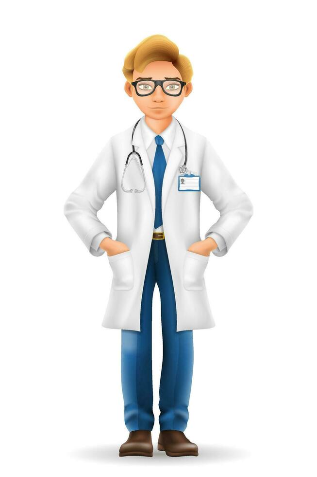 doctor in a robe, uniform, work clothes vector illustration isolated on white background