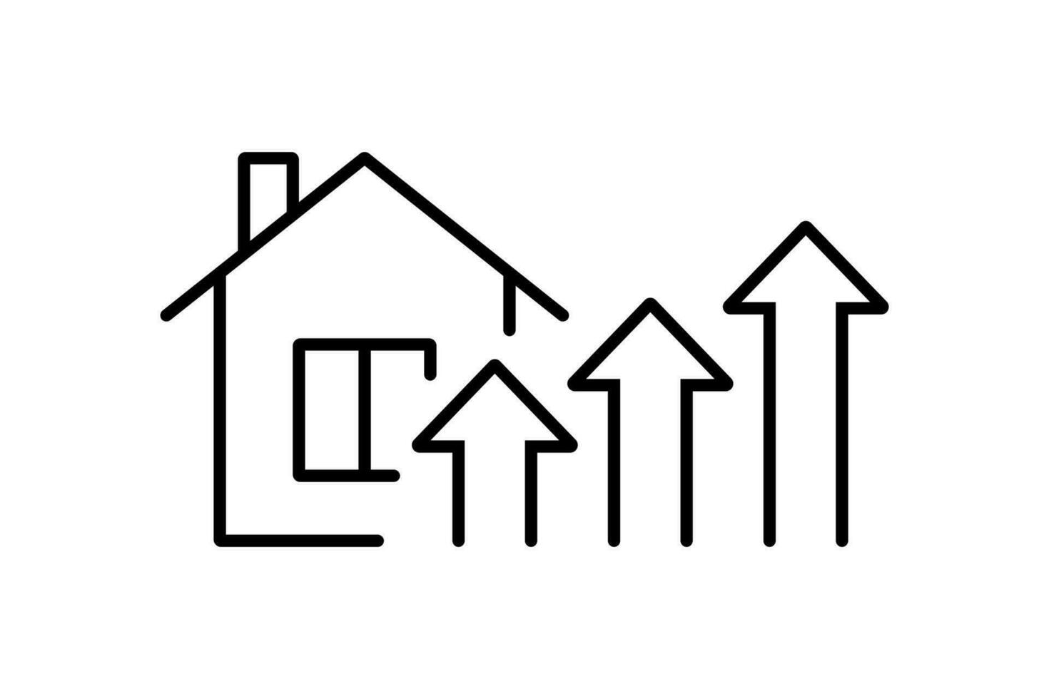 House investment growth icon. Editable stroke. Vector illustration design.