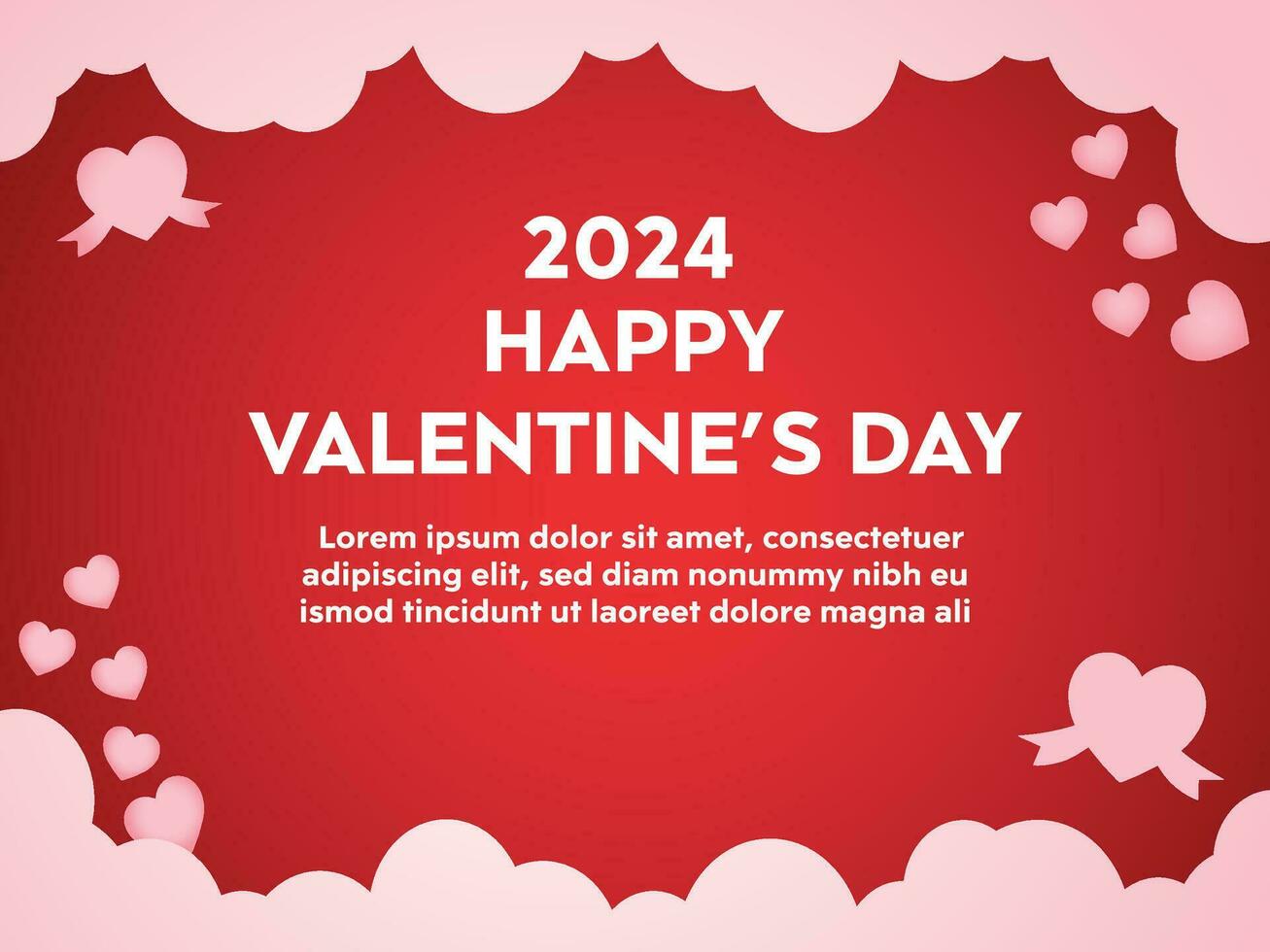 Vector valentines day template pink background cloud