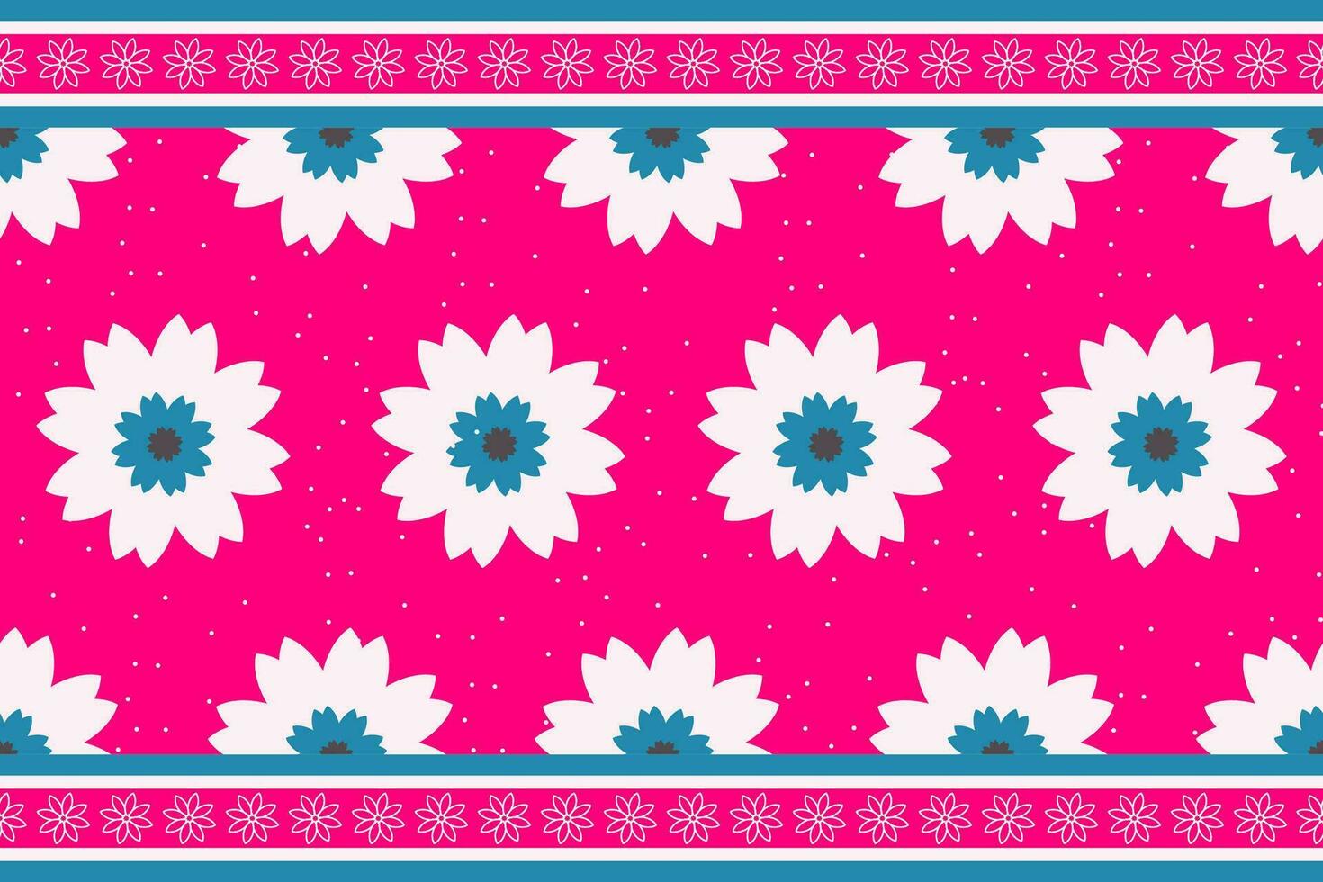 Seamless pattern with white flowers on a pink background. Vector illustration.