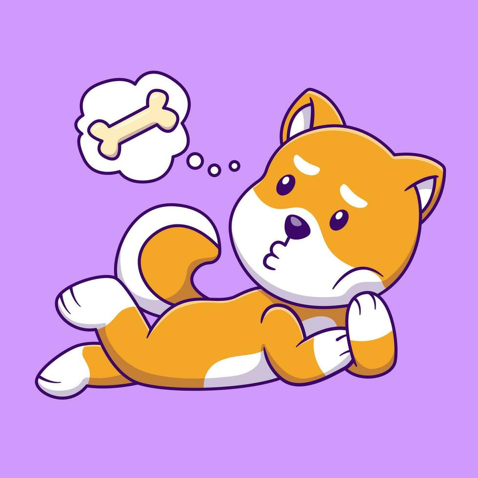 Cute Hungry Shiba Inu Cartoon Vector Icons Illustration. Flat Cartoon Concept. Suitable for any creative project.