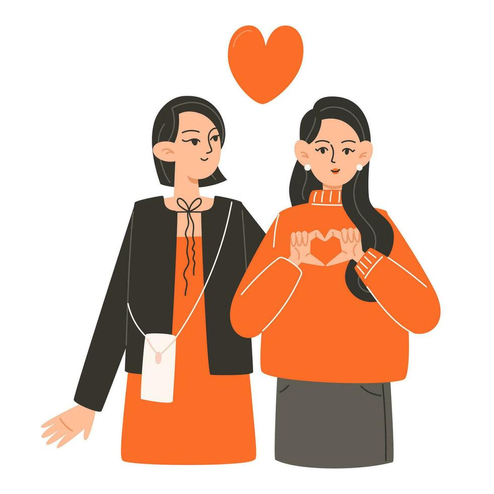 A young couple in love are hugging on Valentine's Day vector