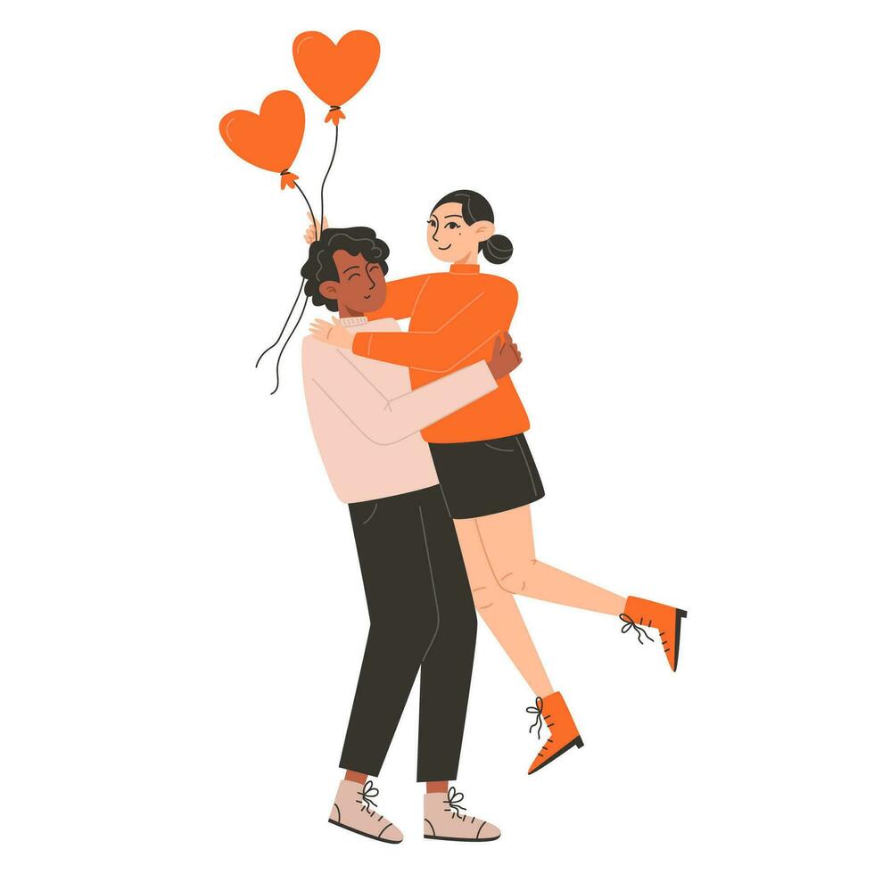 Young couple in love hugging on valentine's day vector