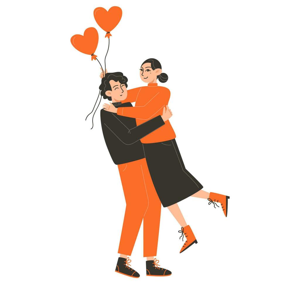 un joven Pareja en amor son abrazando en San Valentín día vector