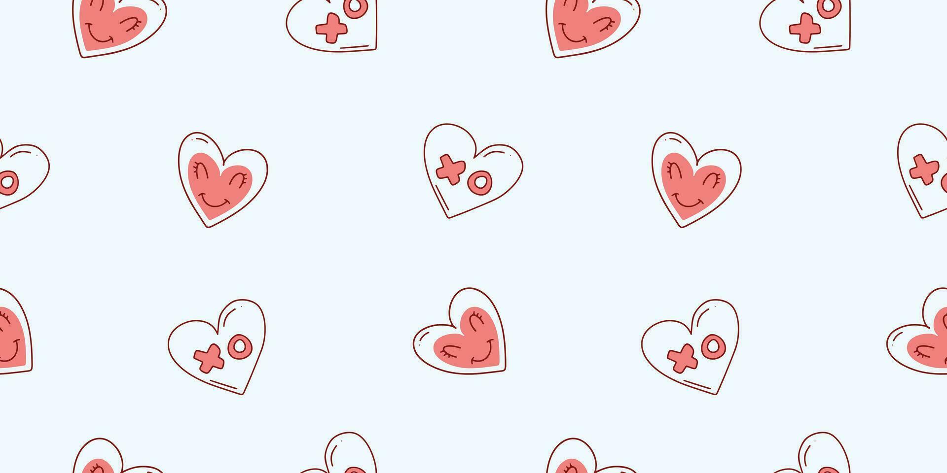 Seamless pattern for Valentine's Day with heart and love elements on a white background. Vector doodle theme set, romance for cards, banners, flyers, invitation, blog, wrapping paper, prints.