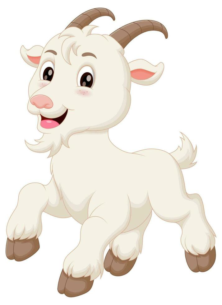 Cute Goat Cartoon Running Vector Illustration. Animal Nature Icon ...