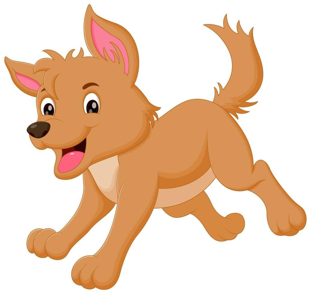 Cute Dog Cartoon Running Vector Illustration. Animal Nature Icon Concept Isolated Premium Vector