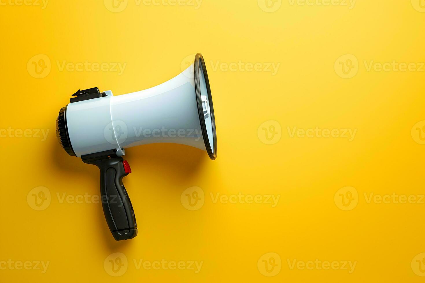 AI generated Megaphone or hand speaker isolated on yellow background with copy space photo