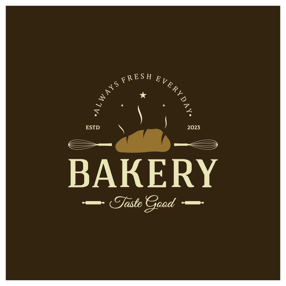 panadería logo Insignia retro vector ilustracion.para cupcake,panadería.pastel Clásico tipografía logo diseño.