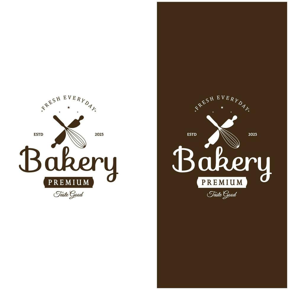 Bakery logo badge retro vector illustration.for cupcake,bakery.cake Vintage typography logo design.