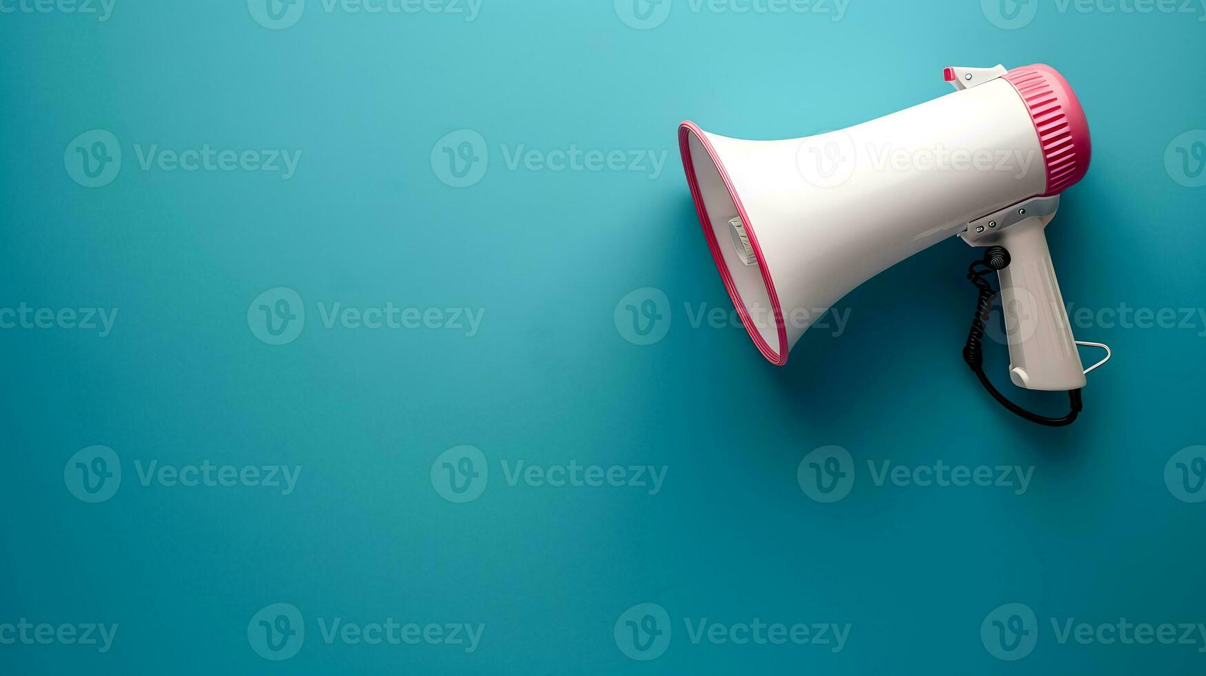 AI generated Megaphone or hand speaker isolated on blue background with copy space photo