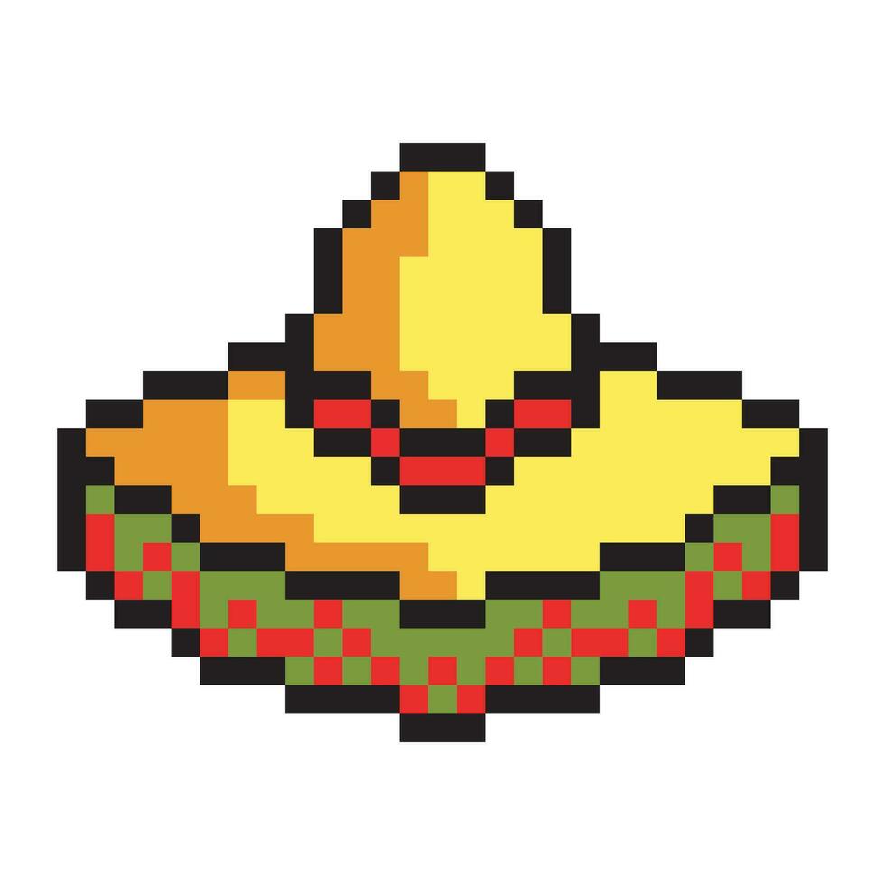 Sombrero mexico hat in pixel art vector