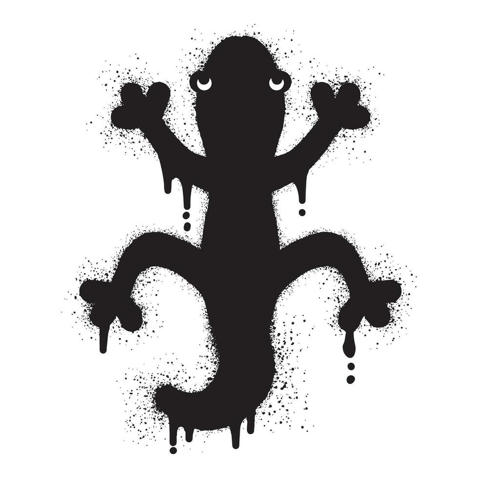 Lizard graffiti drawn with black spray paint vector