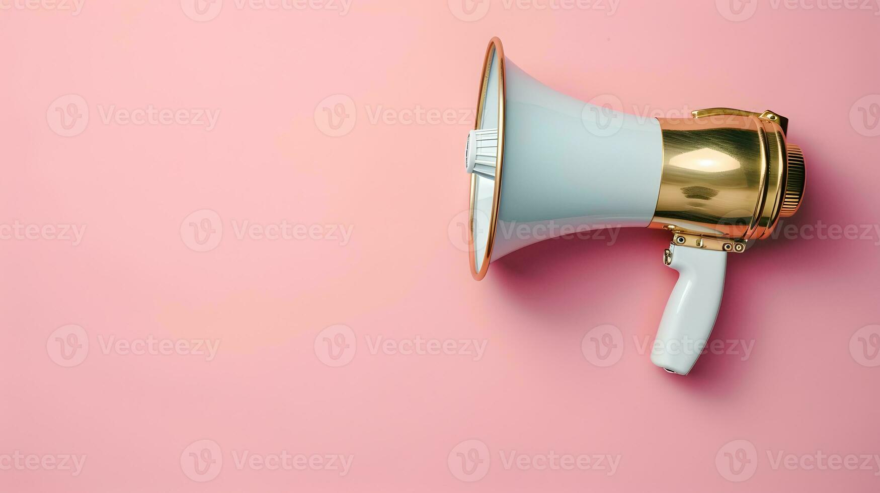 AI generated Megaphone or hand speaker isolated on pink background with copy space photo