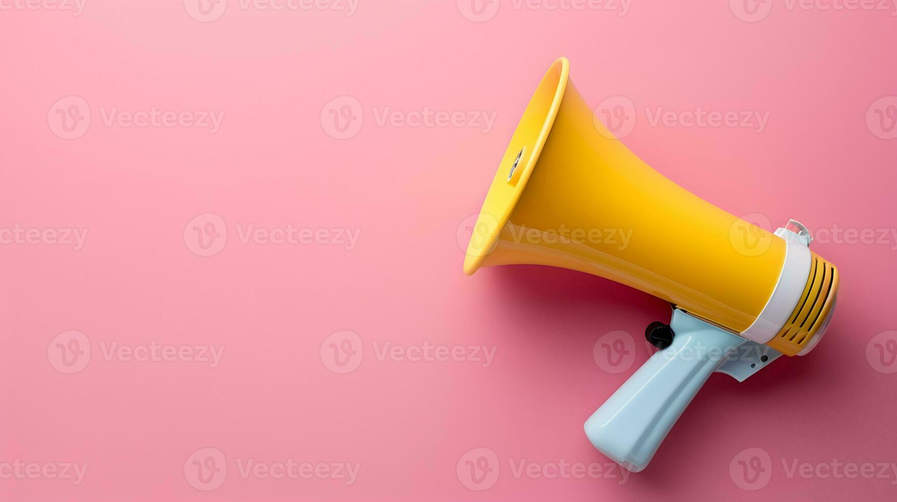 AI generated Megaphone or hand speaker isolated on pink background with copy space photo