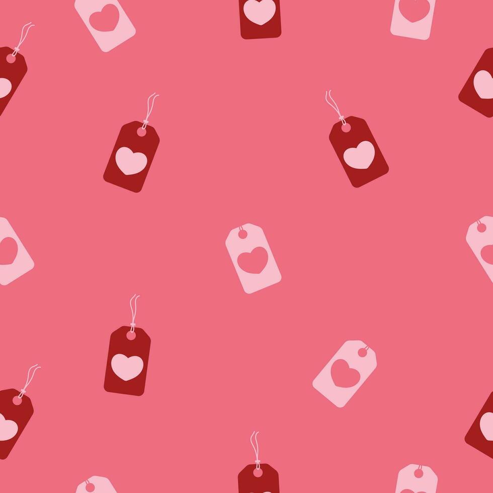 pink heart tag seamless pattern background vector illustration