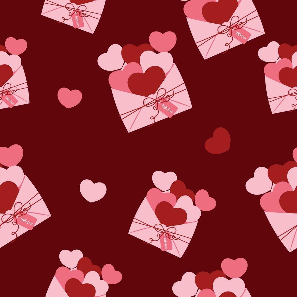 cute valentine heart in envelope seamless pattern background vector illustration