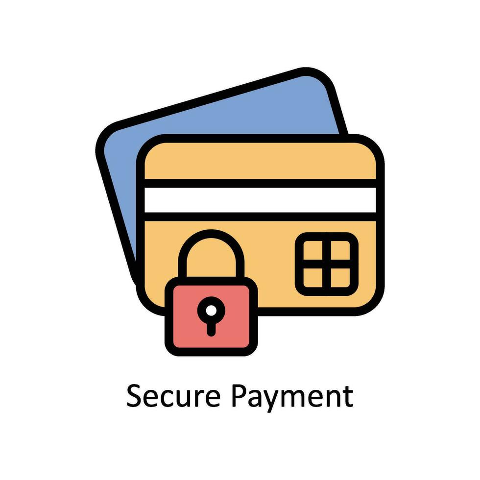 Secure Payment vector Filled outline icon style illustration. EPS 10 File